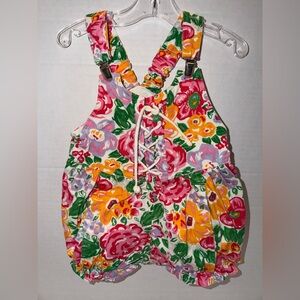 Vintage Rachel’s Kids Little Girls Bubble Floral Overalls. Size 2